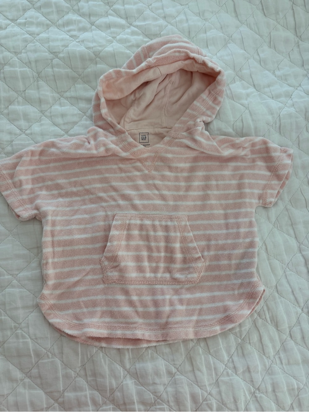 GAP Kids Pink Stripe Hooded Short-Sleeve Swim Coverup